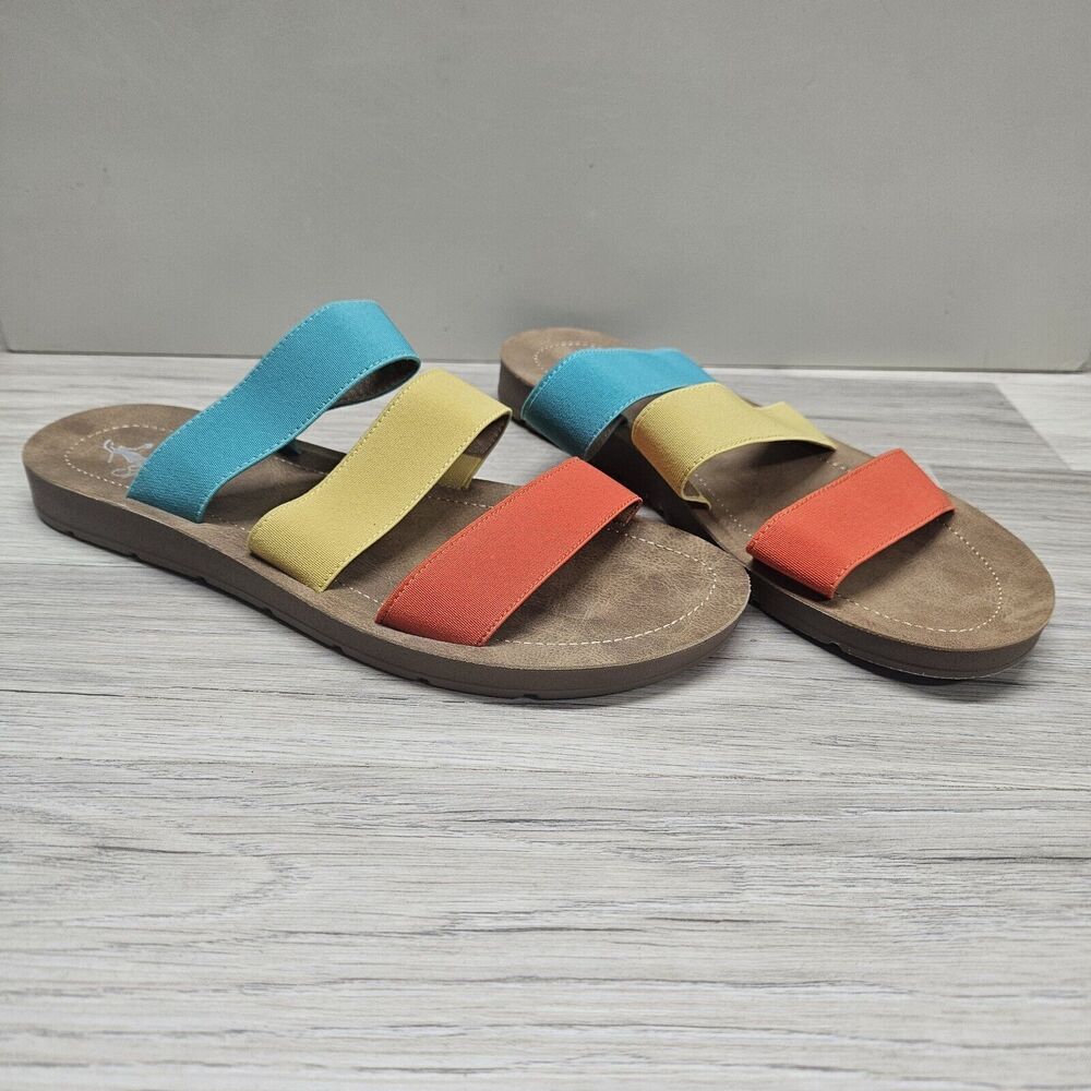 Corkys Womens Colorful Strappy Slip On Sandals Size 10